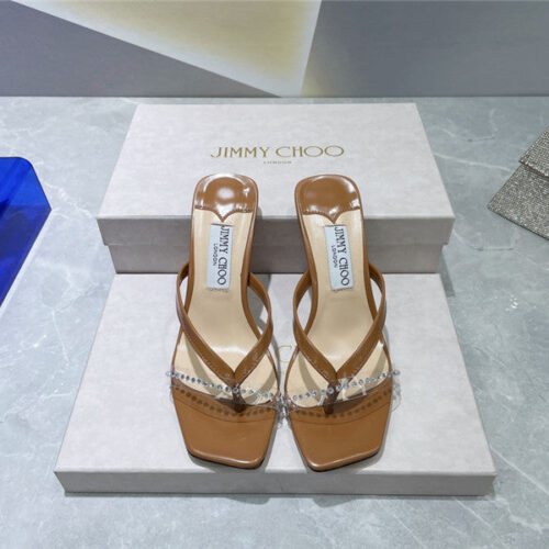 High Quality Luxury Jimmy Choo Square Toe Flip Flops – Style 01175 product detail