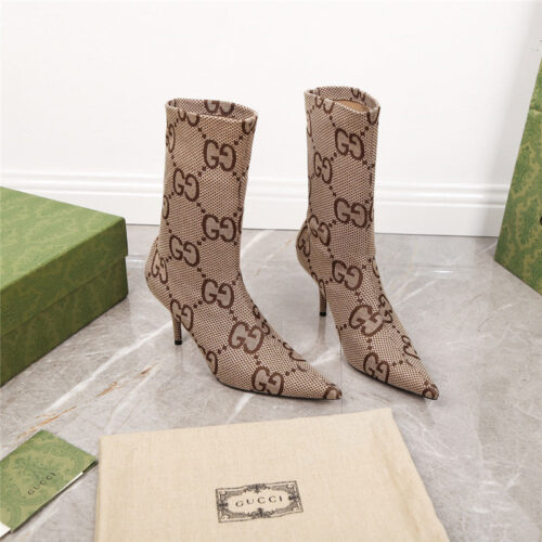 High Quality Luxury Gucci GG Print Ankle Boots