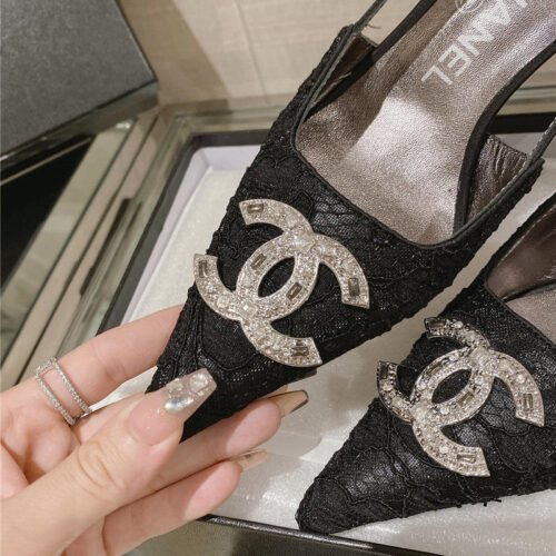 High Quality Luxury Chanel Vintage Lace Heeled Sandals product detail
