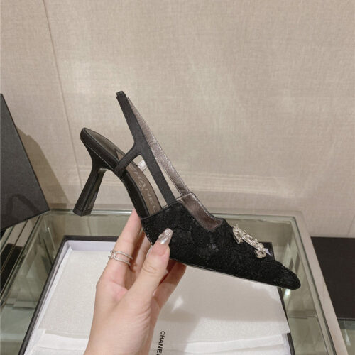 High Quality Luxury Chanel Vintage Lace Heeled Sandals product detail
