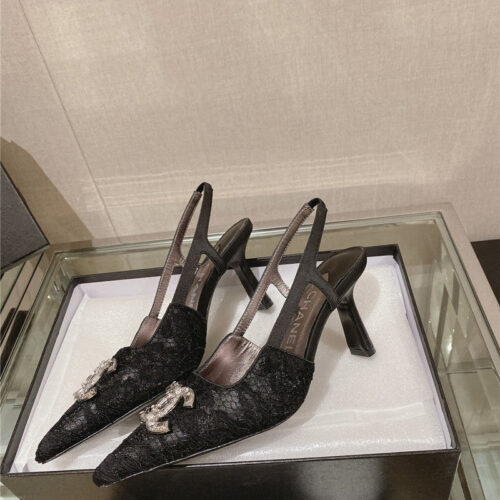 High Quality Luxury Chanel Vintage Lace Heeled Sandals product detail