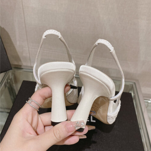 High Quality Luxury Chanel Vintage Lace Heeled Sandals – Style 58918 product detail