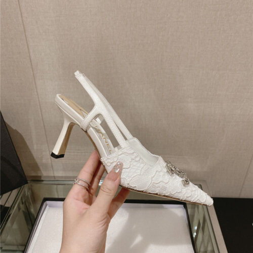 High Quality Luxury Chanel Vintage Lace Heeled Sandals – Style 58918 product detail