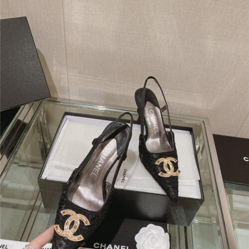High Quality Luxury Chanel Vintage Lace Heeled Sandals – Style 81510 product detail