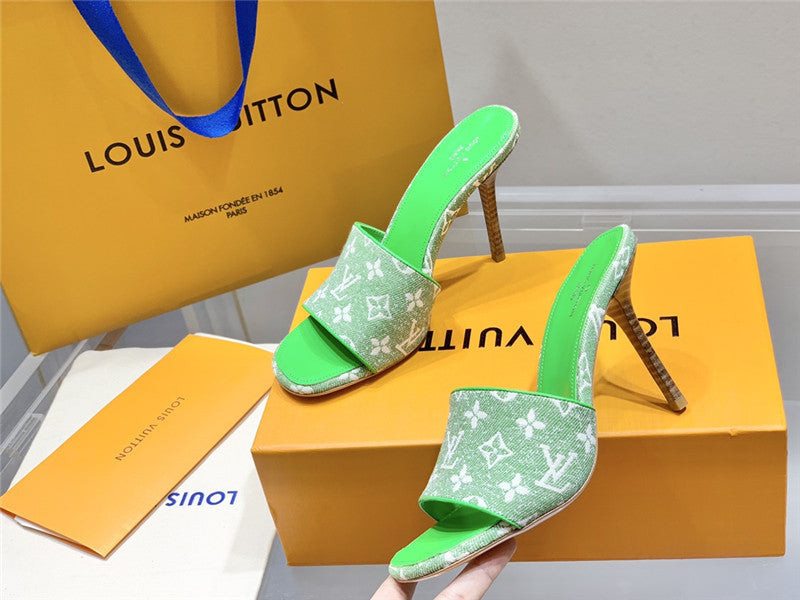 High Quality Luxury Louis Vuitton Monogram High Heel Slippers – Style 69731 product detail