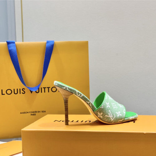 High Quality Luxury Louis Vuitton Monogram High Heel Slippers – Style 69731 product detail