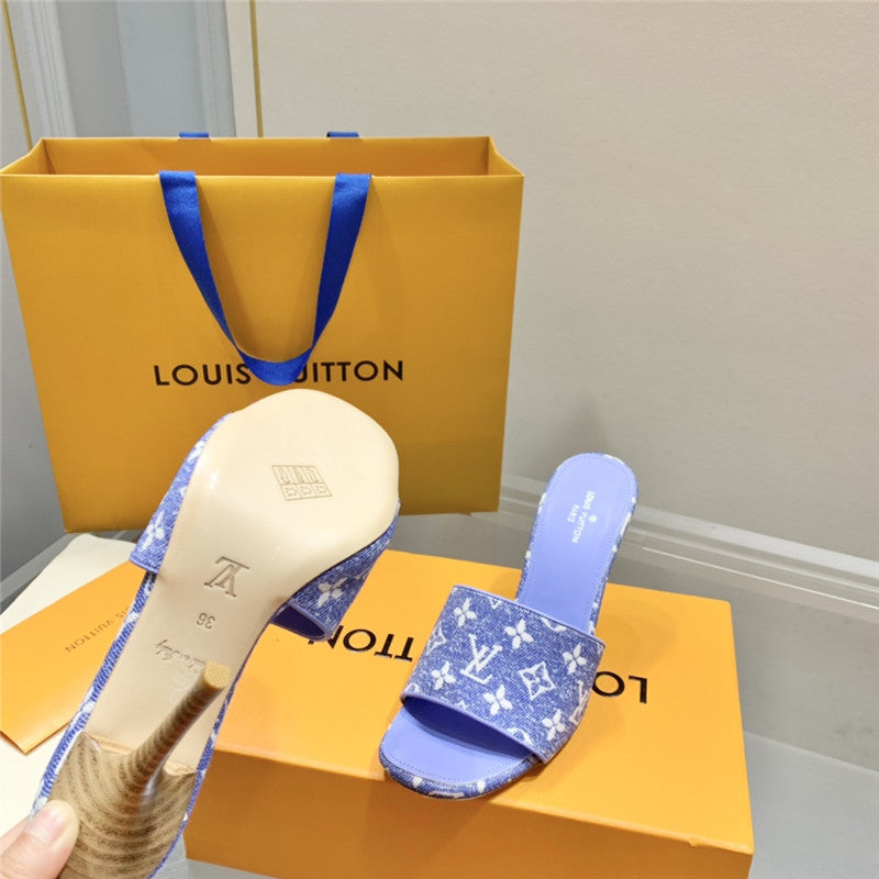 High Quality Luxury Louis Vuitton Monogram High Heel Slippers – Style 38659 product detail