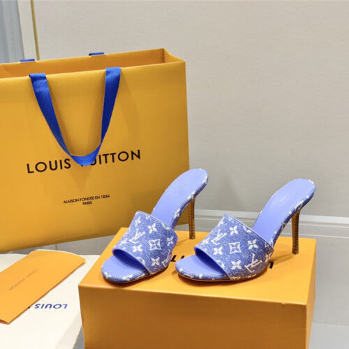 High Quality Luxury Louis Vuitton Monogram High Heel Slippers – Style 38659 alternate view