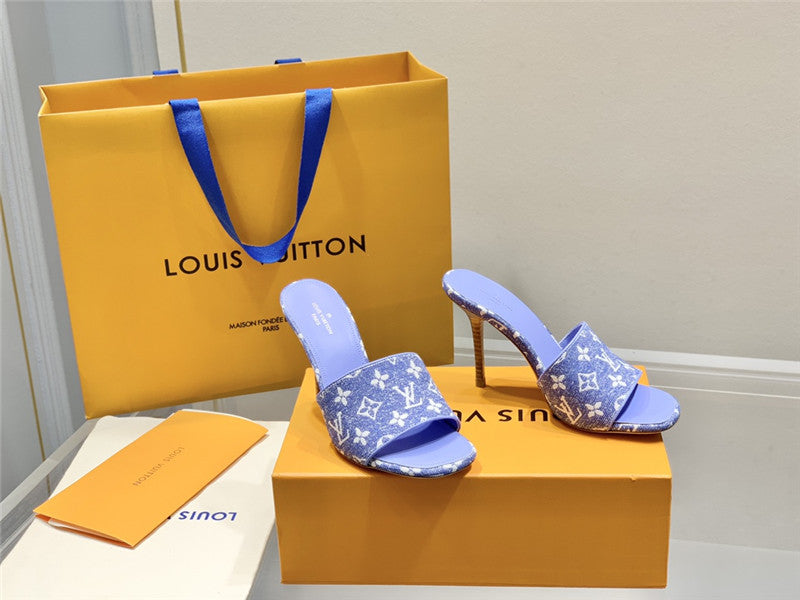 High Quality Luxury Louis Vuitton Monogram High Heel Slippers – Style 38659