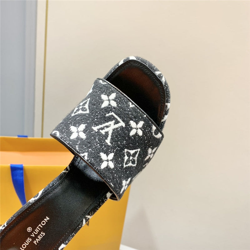 High Quality Luxury Louis Vuitton Monogram High Heel Slippers product detail