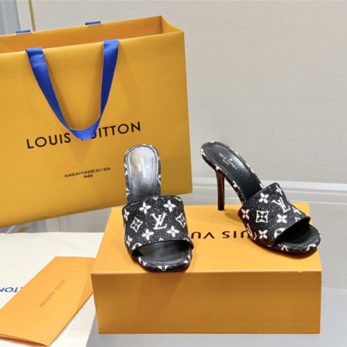 High Quality Luxury Louis Vuitton Monogram High Heel Slippers