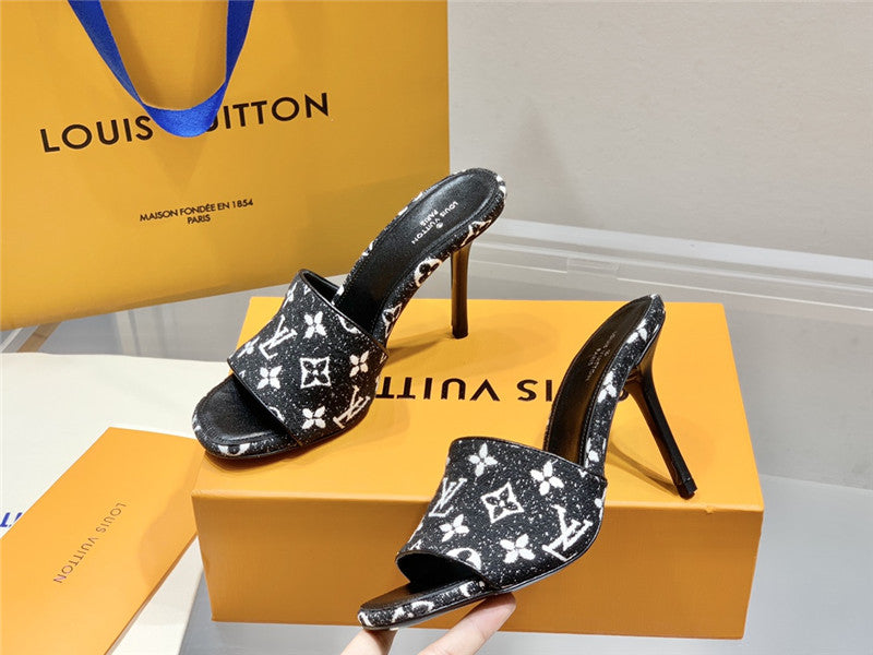 High Quality Luxury Louis Vuitton Monogram High Heel Slippers product detail