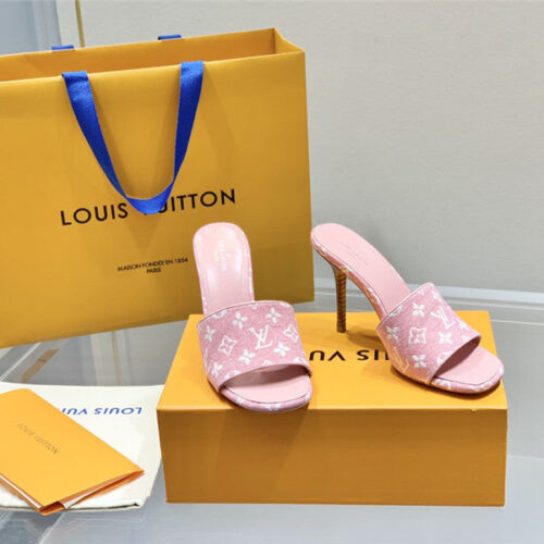 High Quality Luxury Louis Vuitton Monogram High Heel Slippers – Style 07587