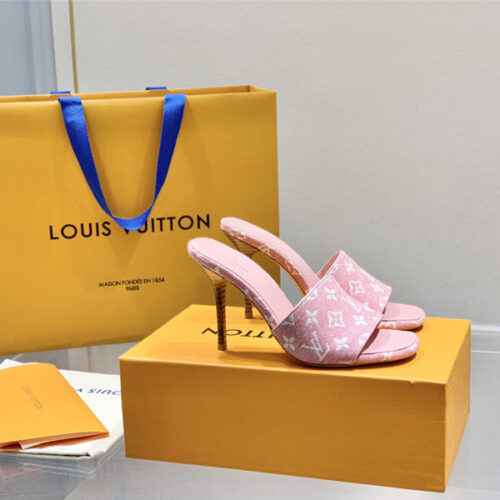 High Quality Luxury Louis Vuitton Monogram High Heel Slippers – Style 07587 alternate view