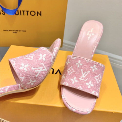 High Quality Luxury Louis Vuitton Monogram High Heel Slippers – Style 07587 product detail