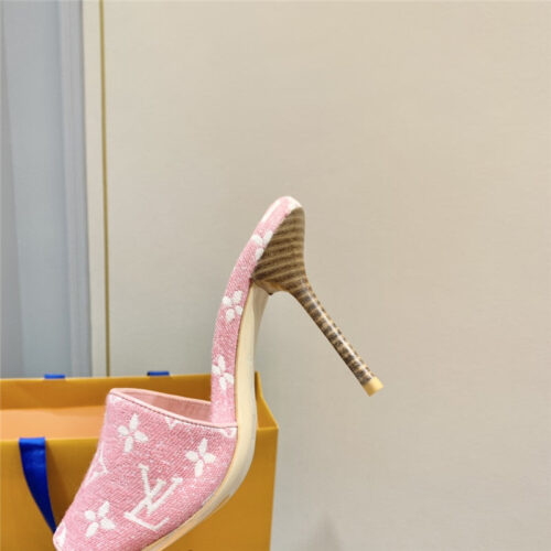 High Quality Luxury Louis Vuitton Monogram High Heel Slippers – Style 07587 product detail