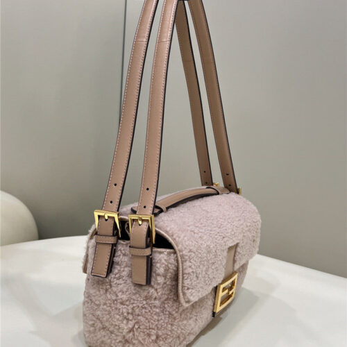 High Quality Luxury Fendi Lambswool Baguette Bag alternate view