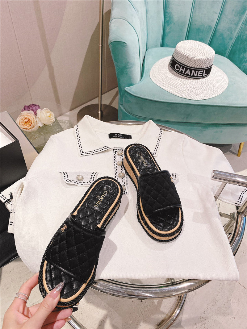 High Quality Luxury Chanel Flat Platform Slippers – Style 01478 product detail