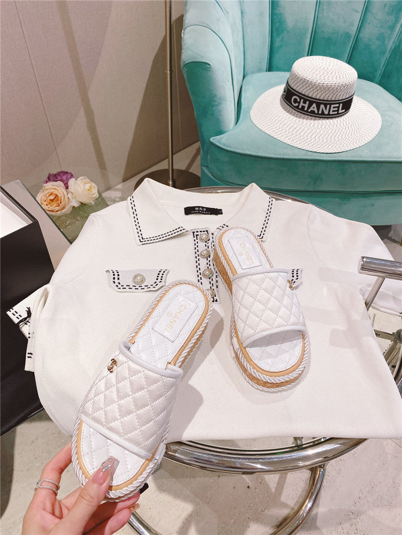 High Quality Luxury Chanel Flat Platform Slippers – Style 32550 product detail
