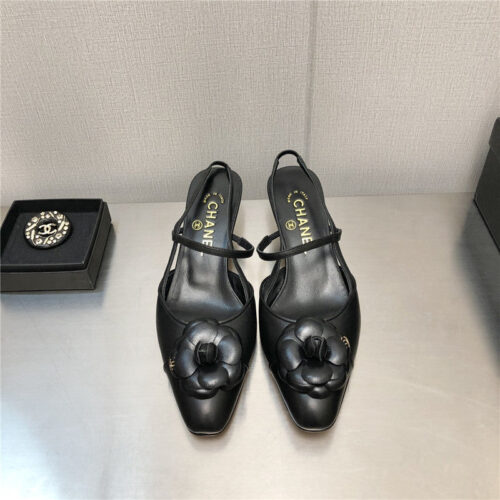 High Quality Luxury Chanel Camellia Square Toe High Heels alternate view