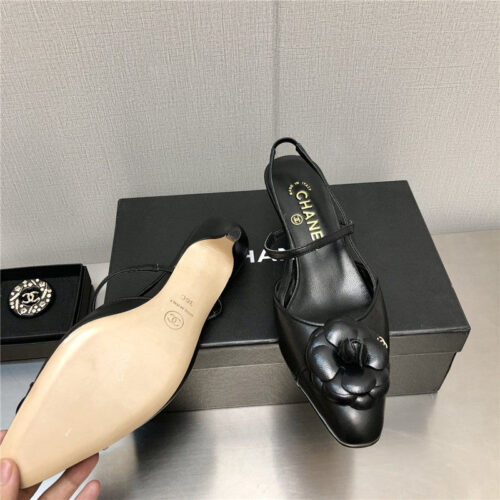 High Quality Luxury Chanel Camellia Square Toe High Heels product detail