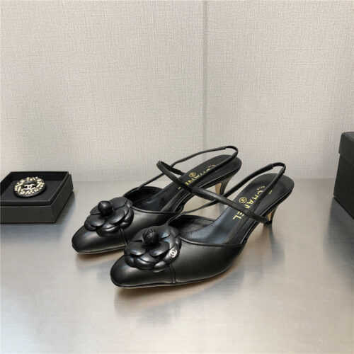 High Quality Luxury Chanel Camellia Square Toe High Heels product detail