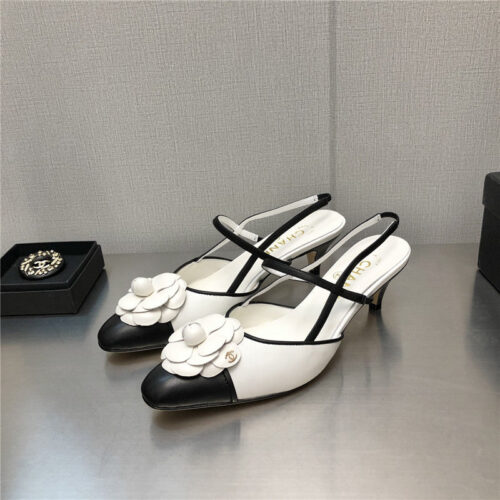 High Quality Luxury Chanel Camellia Square Toe High Heels – Style 59974 alternate view