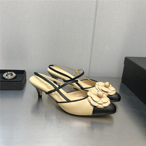 High Quality Luxury Chanel Camellia Square Toe High Heels – Style 96134