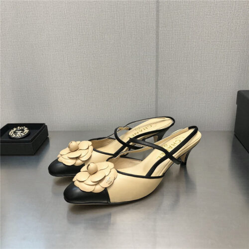 High Quality Luxury Chanel Camellia Square Toe High Heels – Style 96134 alternate view