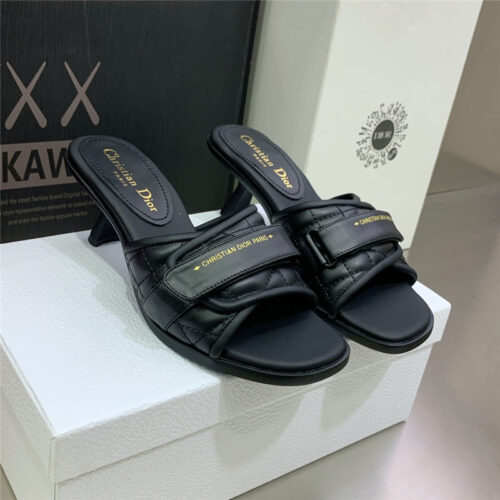 High Quality Luxury Dior Cd Logo Square Toe High Heel Sandals