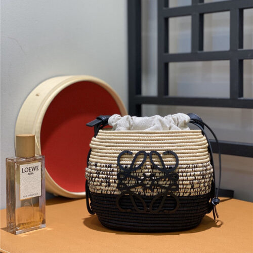 High Quality Luxury Loewe Woven Straw Basket Bag – Style 26601