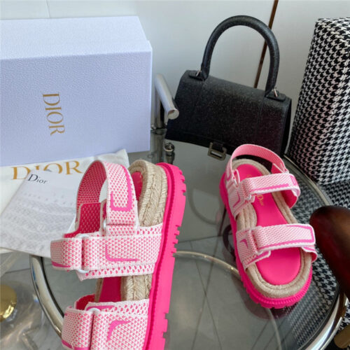 High Quality Luxury Dior Straw Platform Beach Sandals With Velcro alternate view
