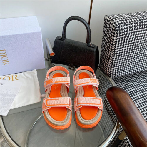 High Quality Luxury Dior Straw Platform Beach Sandals With Velcro – Style 99366 product detail