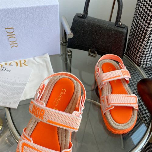High Quality Luxury Dior Straw Platform Beach Sandals With Velcro – Style 99366 product detail