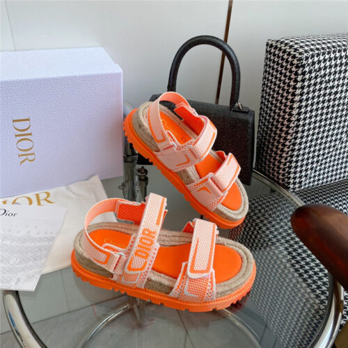 High Quality Luxury Dior Straw Platform Beach Sandals With Velcro – Style 99366 product detail
