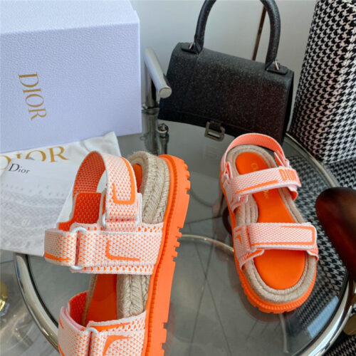 High Quality Luxury Dior Straw Platform Beach Sandals With Velcro – Style 99366 alternate view