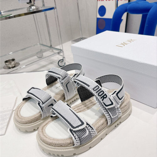 High Quality Luxury Dior Velcro Hemp Rope Sandals