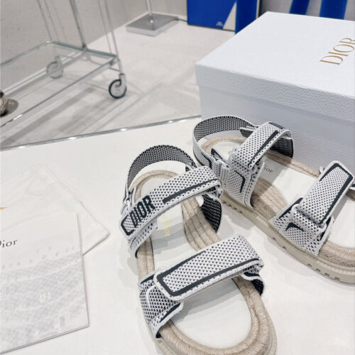 High Quality Luxury Dior Velcro Hemp Rope Sandals product detail