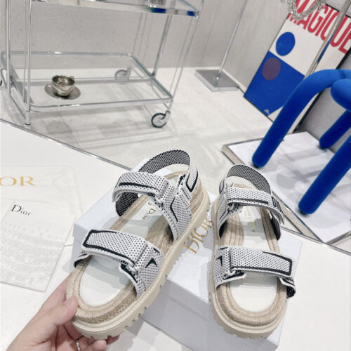 High Quality Luxury Dior Velcro Hemp Rope Sandals alternate view