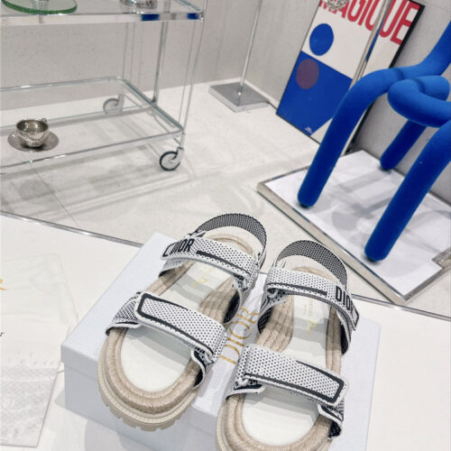 High Quality Luxury Dior Velcro Hemp Rope Sandals product detail