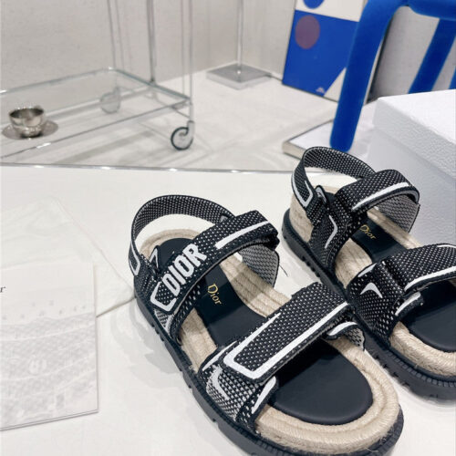 High Quality Luxury Dior Velcro Hemp Rope Sandals – Style 53990 product detail