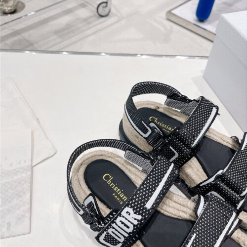 High Quality Luxury Dior Velcro Hemp Rope Sandals – Style 53990 product detail