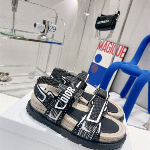 High Quality Luxury Dior Velcro Hemp Rope Sandals – Style 53990