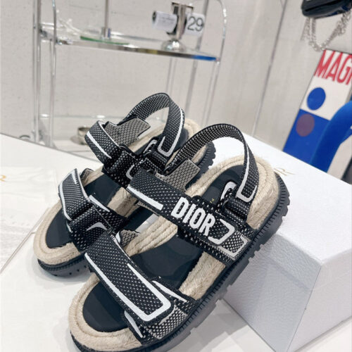 High Quality Luxury Dior Velcro Hemp Rope Sandals – Style 53990 product detail