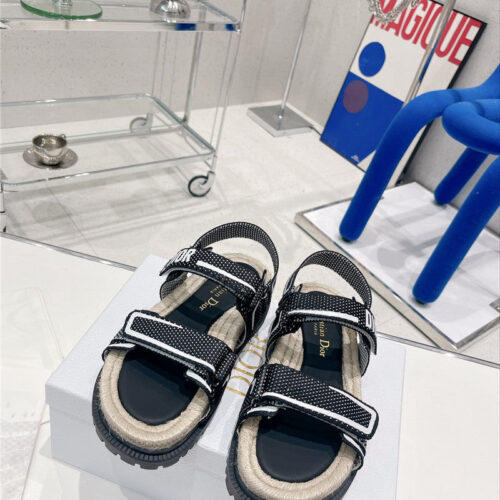 High Quality Luxury Dior Velcro Hemp Rope Sandals – Style 53990 alternate view