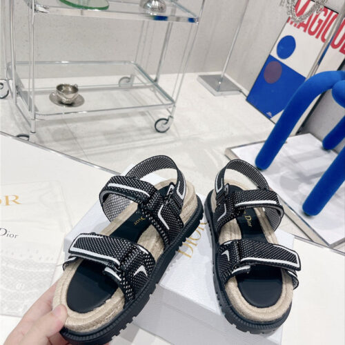 High Quality Luxury Dior Velcro Hemp Rope Sandals – Style 53990 product detail