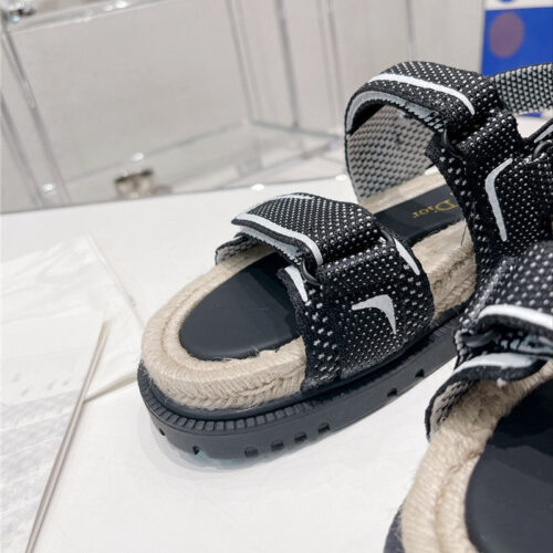 High Quality Luxury Dior Velcro Hemp Rope Sandals – Style 53990 product detail
