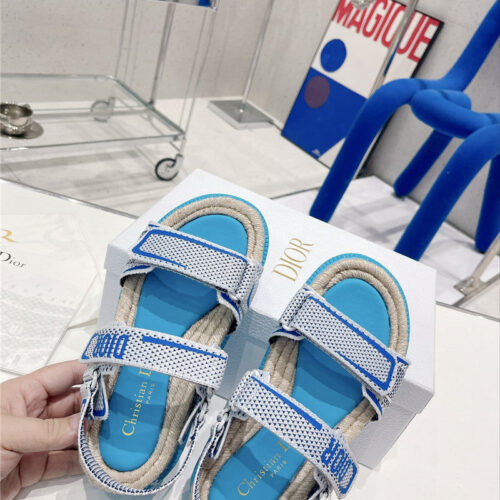 High Quality Luxury Dior Velcro Hemp Rope Sandals – Style 02566 product detail