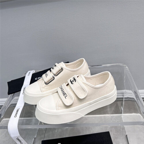 High Quality Luxury Chanel Velcro White Sneakers alternate view