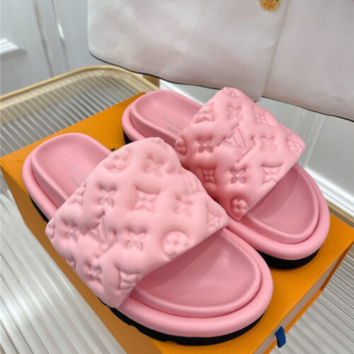 High Quality Luxury Louis Vuitton Velcro Platform Slippers – Style 40067